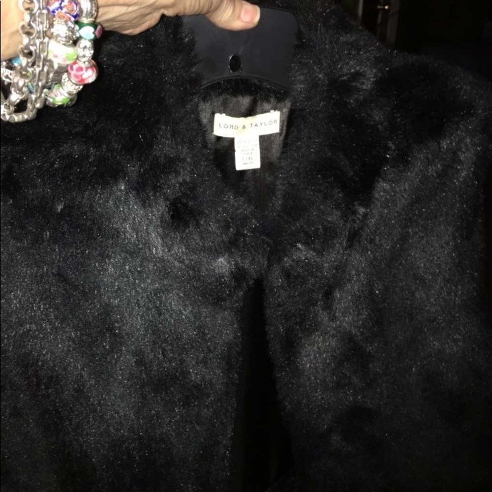Faux black fur vest